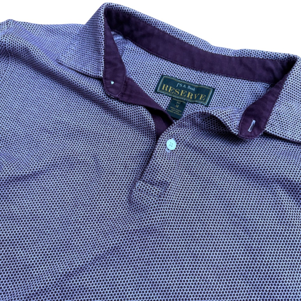 Jos A Bank Reserve Mens Purple Pima Cotton Micro Pattern Polo Shirt Medium